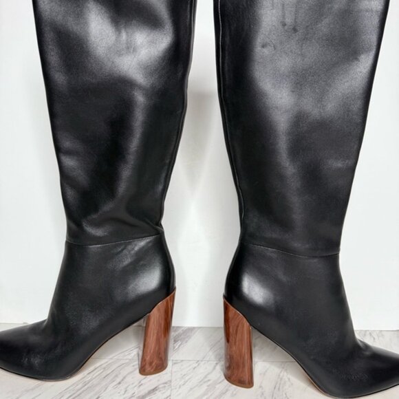 Vince Pilar Pointy Toe Black Leather Heeled Tall Boot 10M - Picture 9 of 16